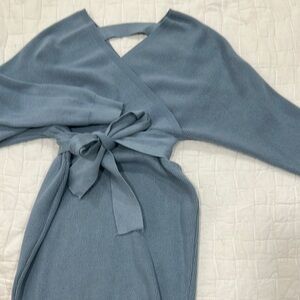 Stylish Blue Wrap Dress